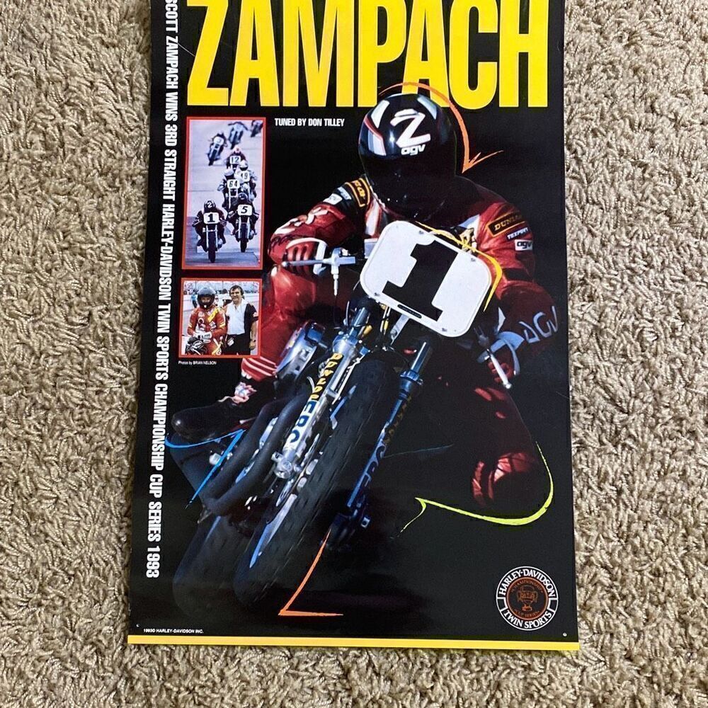Vintage 1993 Harley Davidson Zampach Poster Don Tilley Poster